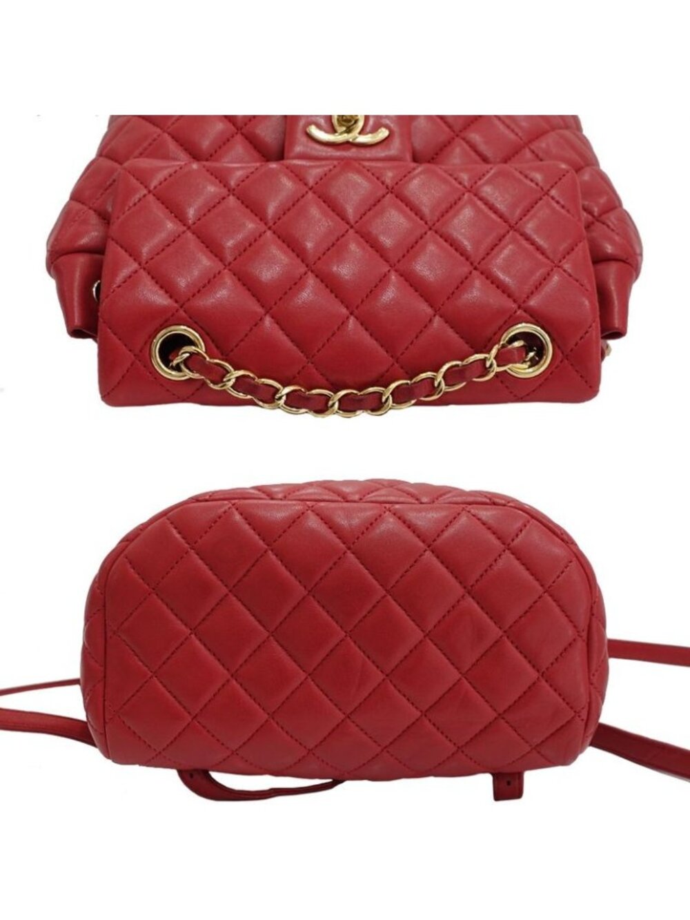 Chanel Quilted Backpack Rucksack Lambskin Leather Red Series - Picture 4 of 9